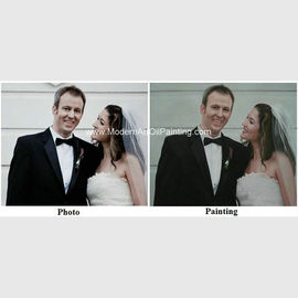 ผ้าใบภาพสีน้ำมันที่กำหนดเองจากภาพถ่ายมือทาสีงานแต่งงาน