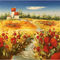 Heavy Impasto Palette ภาพวาดมีดดอกไม้ Poppies Handmade หนา Oil