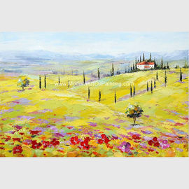 จิตรกรรมสีน้ำมันแนวนามธรรมสมัยใหม่สีเหลืองสีแดง Tuscany Village บริษัท Decor