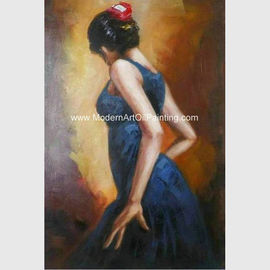 มือวาดภาพสีน้ำมันสเปน / ภาพวาดหญิง Flamenco Dancer Canvas Art