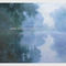 Green Claude Monet ภาพสีน้ำมันการทำสำเนา Misty Morning บนแม่น้ำแซน