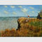 การสืบพันธุ์ของน้ำมัน Claude Monet, Cliff Walk At Pourville Oil on Canvas 50 X 70 Cm