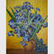 วาดด้วยมือ Van Gogh Irises ในแจกันกับพื้นหลังสีเหลือง